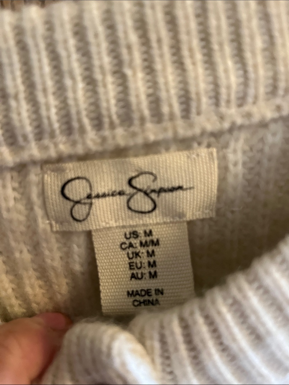 Jessica Simpson Cream Ribbed Cropped Button Cardigan - Picture 2 of 3